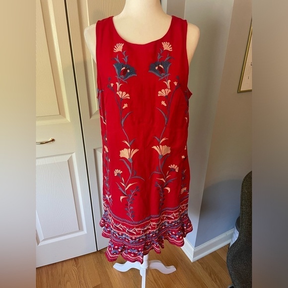 Anthro Akemi and Kim Lila Embroidered Linen Dress - Picture 5 of 10